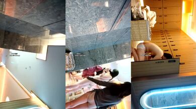 澡堂子偷拍闪亮三姐妹登场一起脱衣洗澡丰腴雪白大屁股浓密穴毛~1